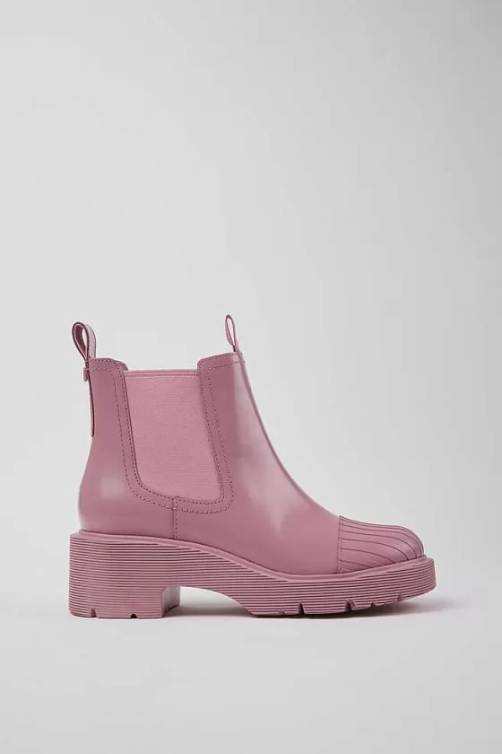 Pink Leather Chelsea Boots For Women*Camper Discount