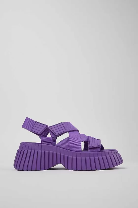 Purple Textile Cross-Strap Sandal For Women*Camper Shop