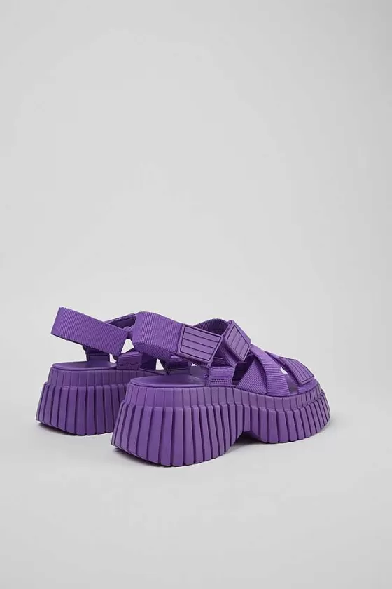 Purple Textile Cross-Strap Sandal For Women*Camper Shop