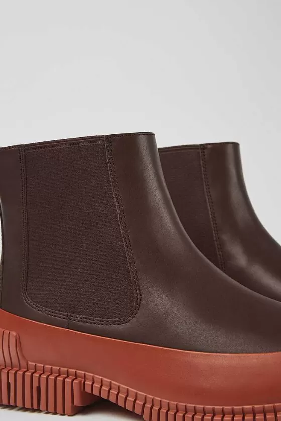 Red And Brown Leather Chelsea Boots For Men*Camper Shop