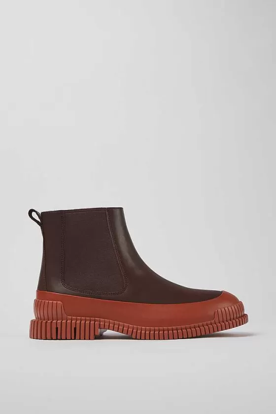 Red And Brown Leather Chelsea Boots For Men*Camper Shop