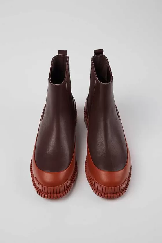 Red And Brown Leather Chelsea Boots For Women*Camper Outlet