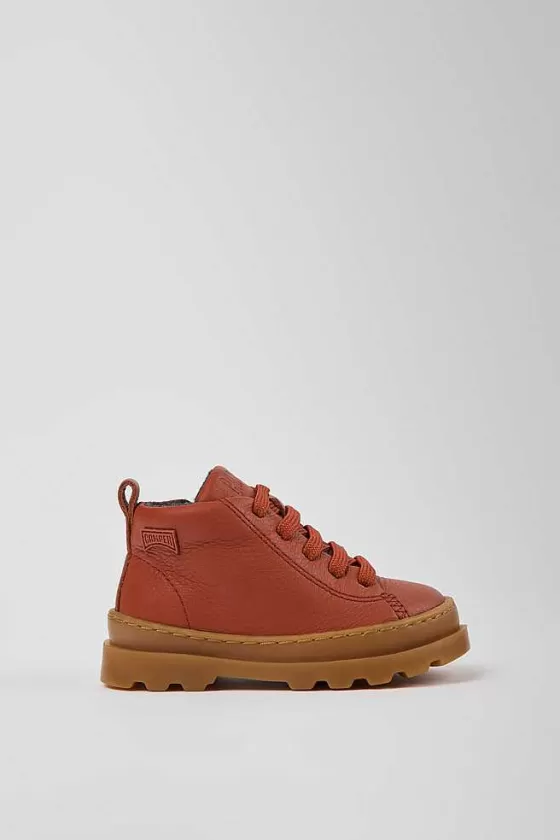 Red Leather Ankle Boots For Kids*Camper Online