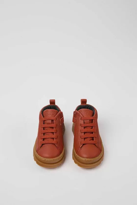 Red Leather Ankle Boots For Kids*Camper Online