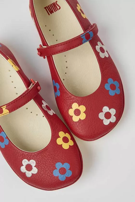 Red Leather Ballerinas For Kids*Camper Shop