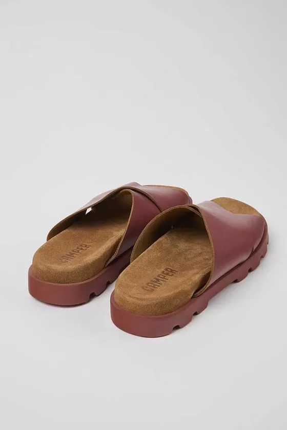 Red Leather Cross-Strap Sandal For Women*Camper Clearance