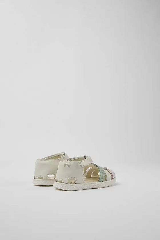 White, Green, And Pink Leather Sandals*Camper Cheap