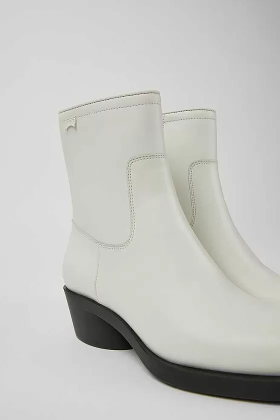 White Leather Ankle Boots For Women*Camper Discount