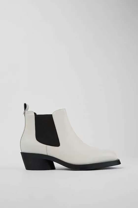 White Leather Chelsea Bootie For Women*Camper Fashion