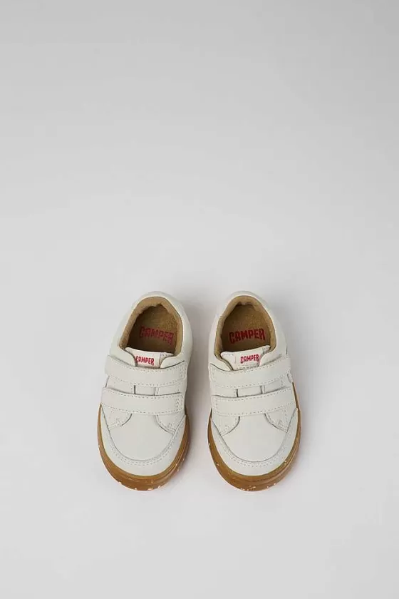 White Non-Dyed Leather Sneakers For Kids*Camper Cheap
